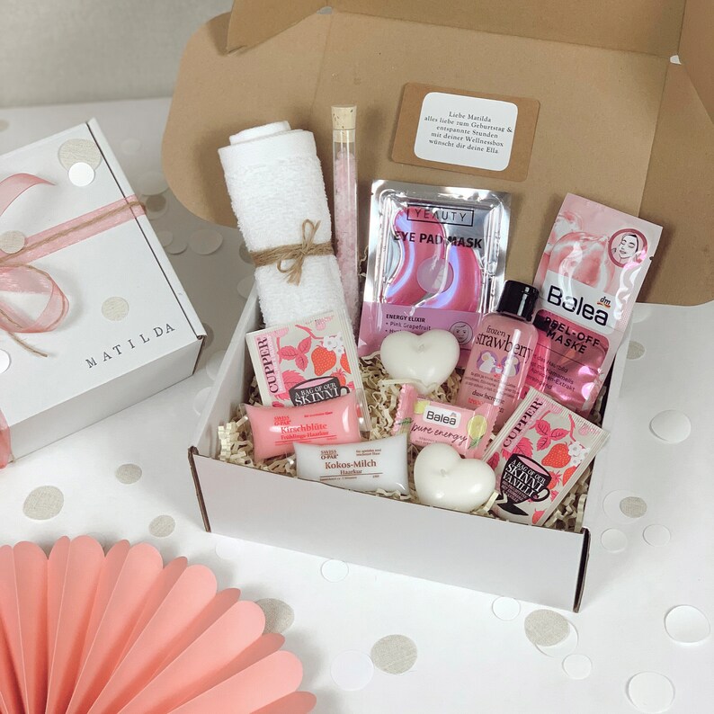 LFBEST Rosa Karierte Geschenkbox 25x18x8,5 Cm – Mit Grußkarte, Bast Und Schleife, Faltbar