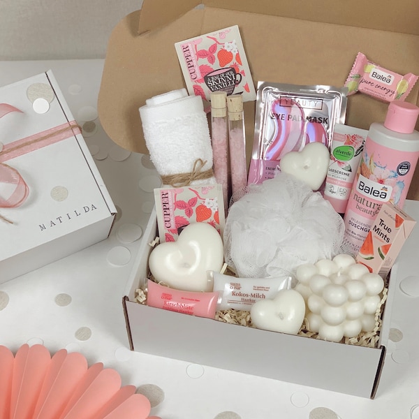 Personalisierte Geschenkbox Wellnessbox Pink für Geschenk Muttertag Geburtstag Wellness Gift Hochzeit in 3 Varianten für Freundin Frauen#102