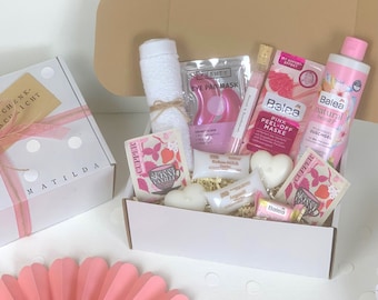 Personalisierte Pinke Geschenkbox Wellnessbox M für Geschenk Weihnachten Geburtstag Wellness Gift Hochzeit Fest Geschenk für Freundin #103