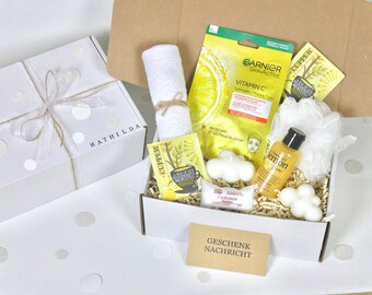 Personalisierte  Geschenkbox Wellnessbox M Gelb Geschenk Muttertag Geburtstag Wellness Hochzeit Geschenke für Frauen Freundin Geschenk #109