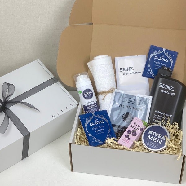 Personalisierte Geschenkbox Männerbox L für Geschenk Muttertag Geburtstag Wellness Gift Hochzeit Fest Männergeschenk Geschenk #110