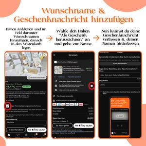 May include: A mobile phone screen showing a shopping cart with a gift box and a personalized message. The screen shows a checkout button with the option to pay with Apple Pay. The text on the screen reads "Sale ends in 10 hours" and "Hochwertige Geschenkbox Personalisierbar Premium Wellness Geschenkbox f&uuml;r Frauen Geschenkkor f&uuml;r Freundin Geburtstag".