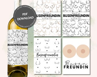 Best Friend Wine Labels - 4 Designs for Download | Funny Wine Label | Gift for Her | BFF Gift | Best Friend Gift | #029