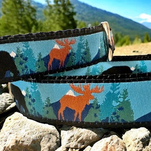 Bear and Moose Forest Friends Dog Collar/Mountain Collars