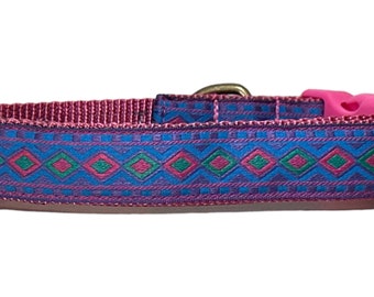 Pink & Green Diamond Dog Collar