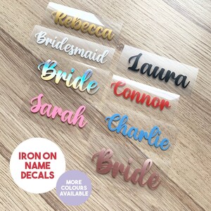 HTV Iron On Vinyl Name - Personalised/Customised Clothing -Diy-Heat Transfer For Fabric-Kids/Adults - Birthday - Hen Do/Stag - Baby/Wedding