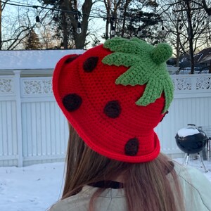 Crochet Strawberry Bucket Hat