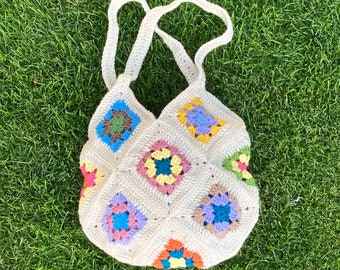 Patchwork Crochet Tote Bag