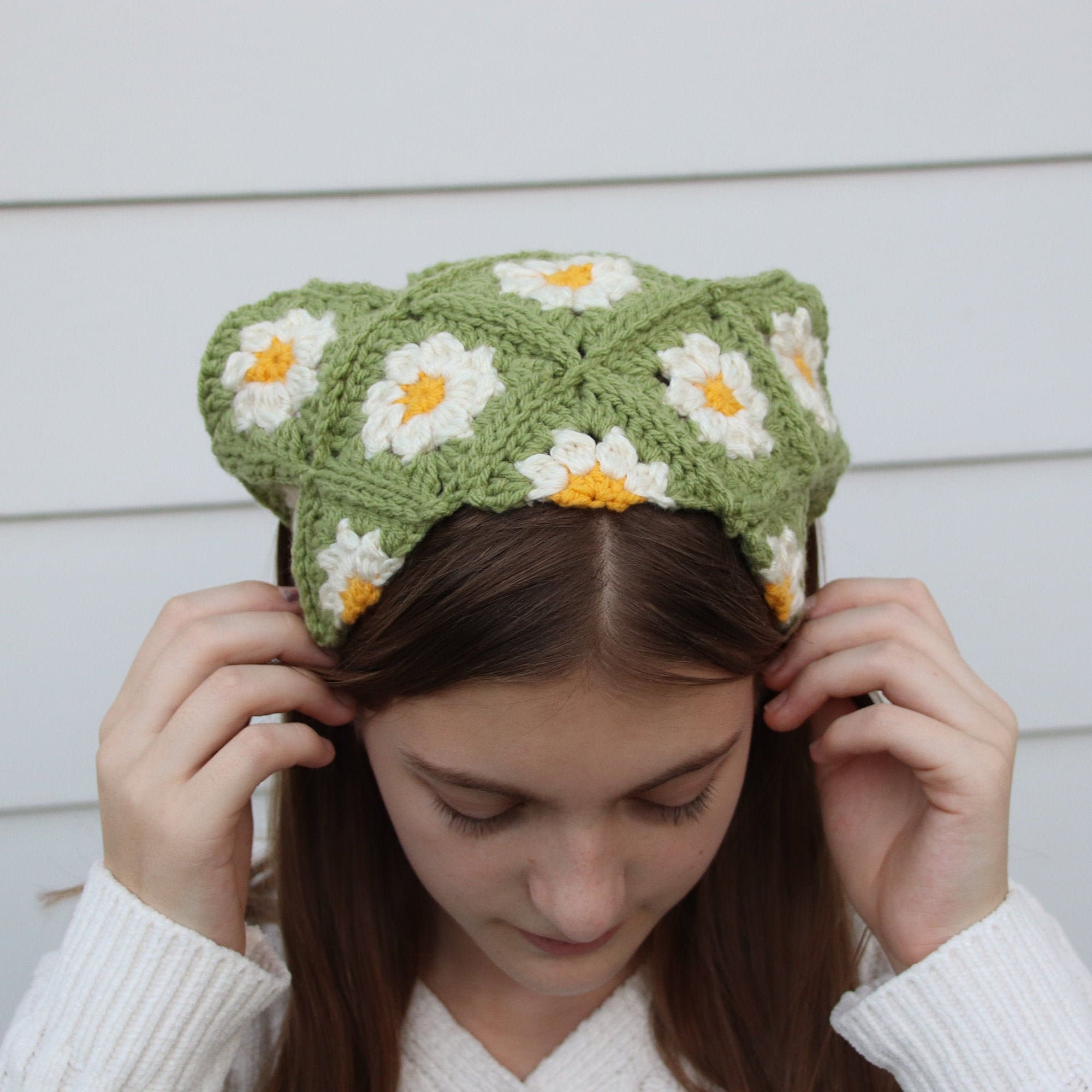 Crochet Daisy Bandana Etsy