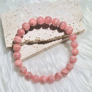 Pulseira de rodocrosita de alta qualidade 8+MM, natural, elástica