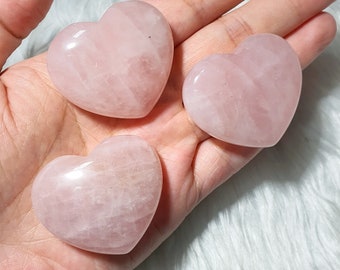 Rose Quartz Heart 3.5CM Puffy, Heart Chakra Crystal, Natural and Healing