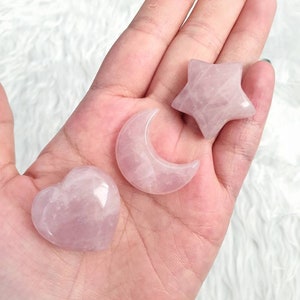 Rose Quartz Moon Star Heart 3CM, Natural And Healing