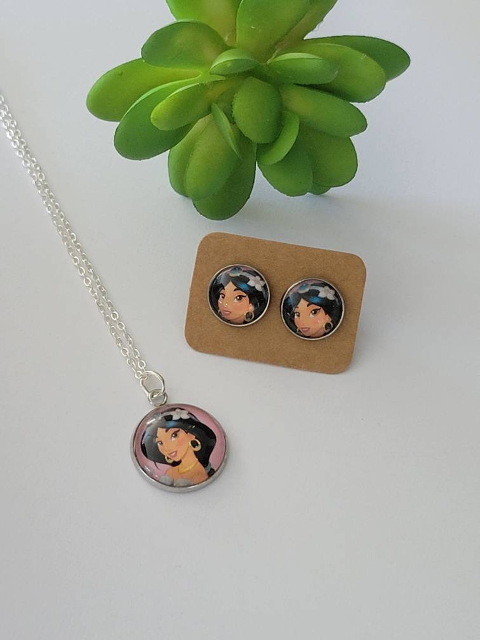 Princess Jasmine Jewelry Jasmine Earrings Jasmine Necklace Etsy