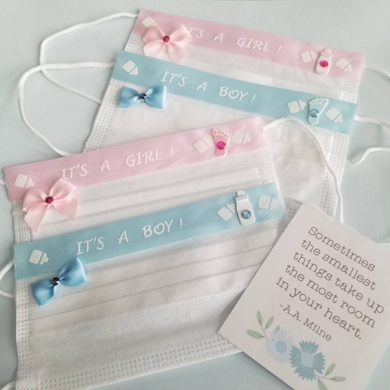 Baby Shower Face Masks It's a Girl Mask It's a Boy Etsy