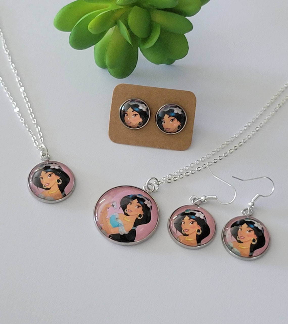 Princess Jasmine Jewelry Jasmine Earrings Jasmine Necklace Etsy