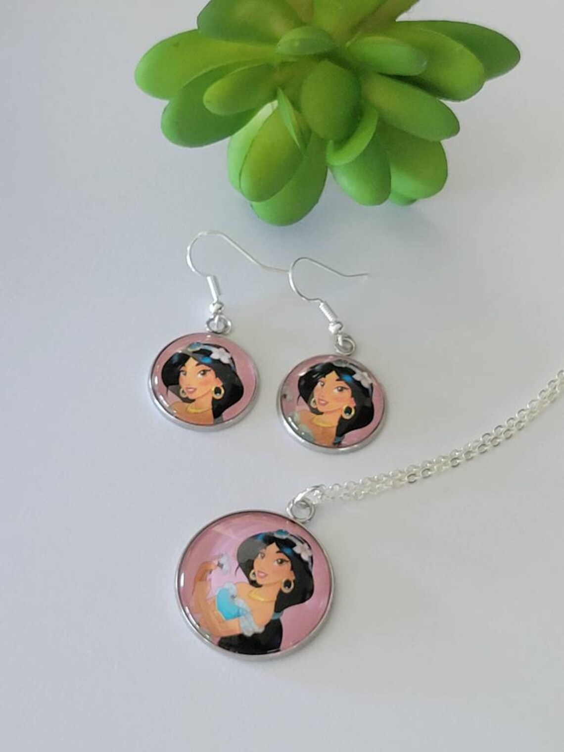 Princess Jasmine Jewelry Jasmine Earrings Jasmine Necklace Etsy