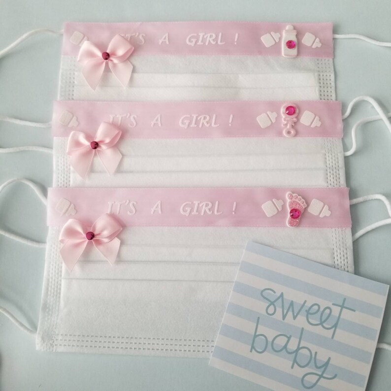 Baby Shower Face Masks It's a Girl Mask It's a Boy Etsy