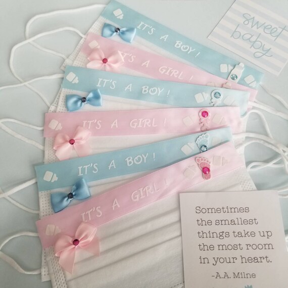 Baby Shower Face Masks It's a Girl Mask It's a Boy Etsy