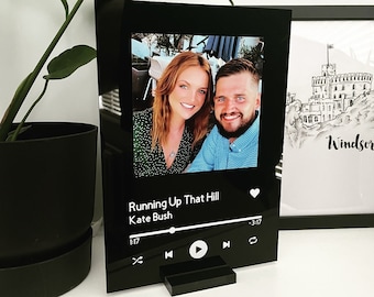 Personalised Spotify Music Plaque - Clear, Black, White, Mirror Acrylic - Scan-able Code