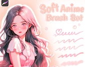 Procreate Soft Brush Set in Anime Style, Manga Brush Set, Procreate Brushes, Painting and Sketching Brushes