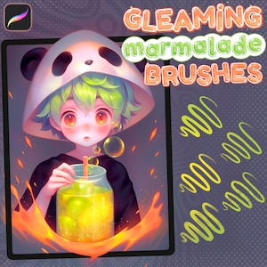 Gleaming Marmalade Anime Brush Set for Procreate | Lineart and Color Brush Set iPad, Coloring Brushes and Character Sketch, Digital