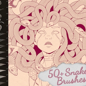 56 pinceaux serpent pour procréer | Écailles, structure, corps de serpent, textures, tampons, tatouage (pour Ipad)
