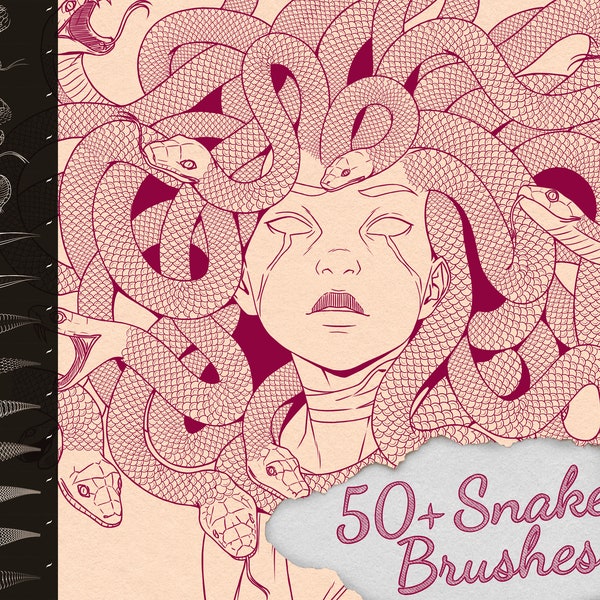 56 Snake Brushes for Procreate | Scales, Structure, Snake Body, Textures, Stamps, Tattoo (for Ipad)