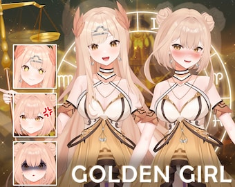 Model Vtuber Live2D do użytku komercyjnego! Golden Girl Vtuber (gotowy do użycia) – Model Vtuber z pełnym ciałem