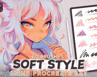 Anime-Pinsel im weichen Stil für Procreate, weiche Zeichenpinsel, Papiertexturen, Procreate-Marker, Charakterpinsel