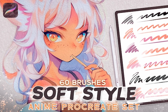 Anime Soft Style Brushes for Procreate, Soft Drawing Brushes, Paper Textures, Procreate Marker, Character Brushes