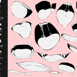 50 sellos de boca expresivos para Procreate, pinceles para iPad