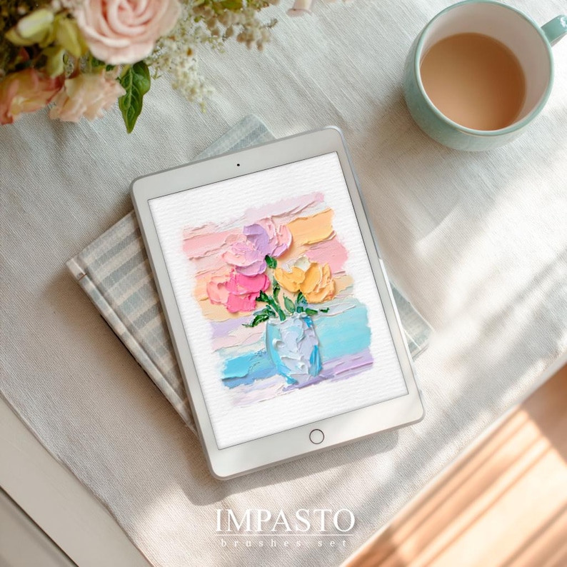 Realistiska oljepenselpenslar med impasto-effekt från Procreate – akryl-, textur-, färg- och stämpelset för Procreate bild 7