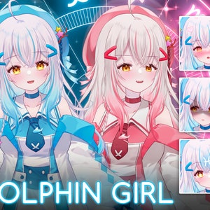 Live2d Vtuber Model for Commercial use! Girl Dolphin Vtuber (Ready to Use) - Full Body Vtuber Model