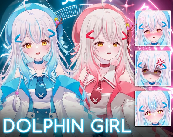 Live2d Vtuber Model for Commercial use! Girl Dolphin Vtuber (Ready to Use) - Full Body Vtuber Model
