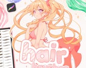 Procreate Brushes Hair – 100 Outline Set, Braids and Highlights for Anime and Manga Hairstyles