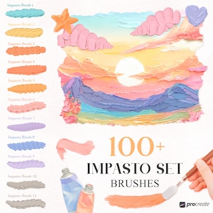 Realistic Oil Impasto Procreate Brushes – Acrylic, Texture, Paint and Stamp Brush Set for Procreate