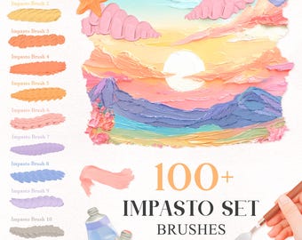 Realistic Oil Impasto Procreate Brushes – Acrylic, Texture, Paint and Stamp Brush Set for Procreate