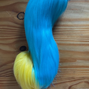 Curled long custom two color fursuit tail