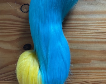 Curled long custom two color fursuit tail