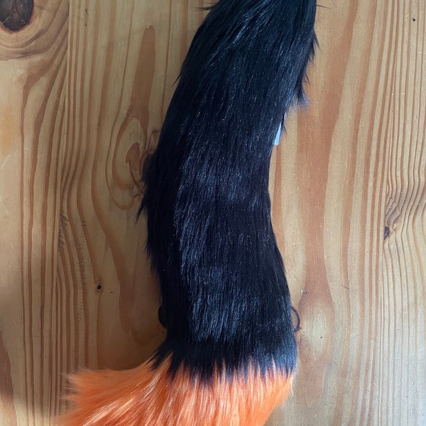 Fox curled long custom two color fursuit tail