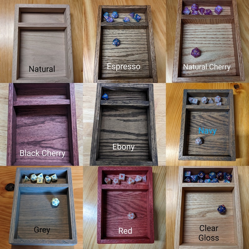Bandeja y caja para dados de madera hechos a mano para juegos de mesa/rol. imagen 5