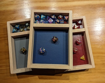 Wood Dice Tray for Dungeons and Dragons (TTRPG) with Dice Vault