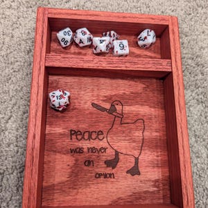 Handmade Wood Dice Tray & Dice Vault with Engraved Silly Goose