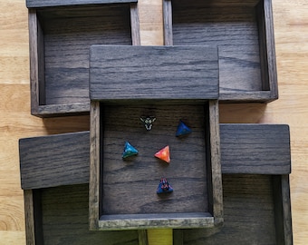 Bandeja de dados de madera hecha a mano con compartimento para dados con tapa para juegos de mesa/rol.