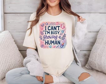 Maternity Shirt - Busy Growing a Human Pregnancy Announcement Top, Gender Neutral Baby Shower Gift for Mom to Be