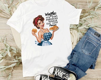 Pin-up Girl Waffles are Ribbed for Your Pleasure Vintage Retro Flirty Shirt