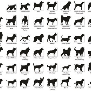 Dog Silhouette SVG Bundle of 214 Different Dog Breeds, includes PNG and SVG files for Cricut and Silhouette