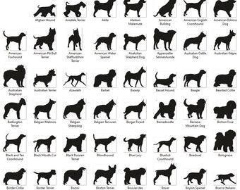Dog Silhouette SVG Bundle of 214 Different Dog Breeds, includes PNG and SVG files for Cricut and Silhouette