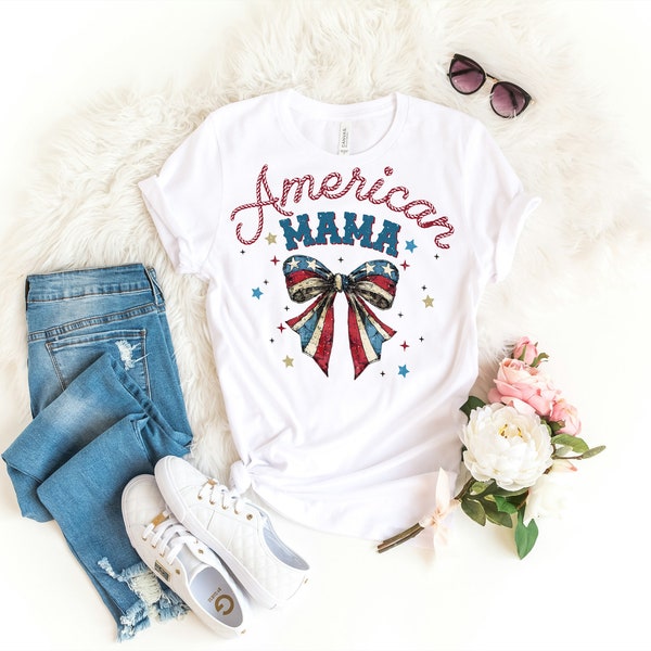 Red, White, & Blue Mama Shirt - National Pride Tee Mommy Style T-Shirt - American Pride T-Shirt - Shirt Unisex Softstyle T-Shirt