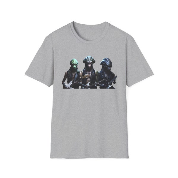 Galactic Rock Invasion: Alien Band Tee - Alien Trio T-shirt - Extraterrestrial Rockers Shirt